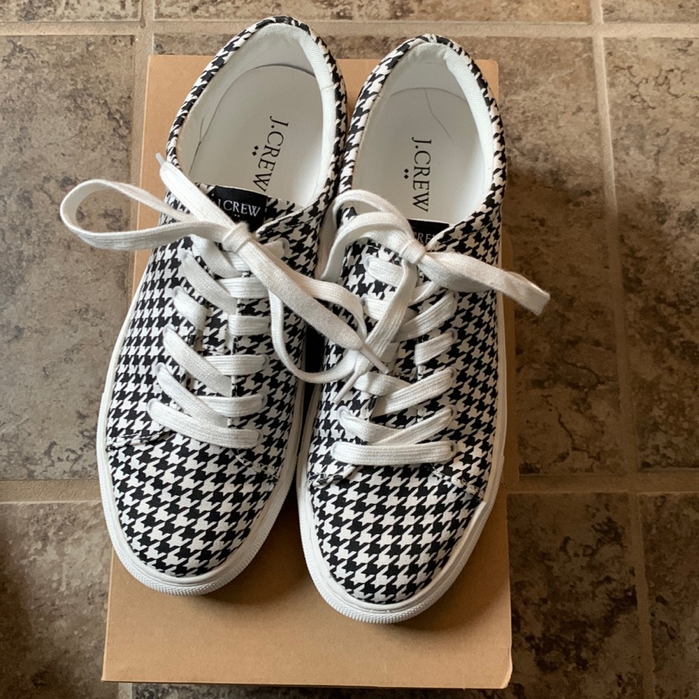 EUC J Crew Factory Houndstooth Sneakers